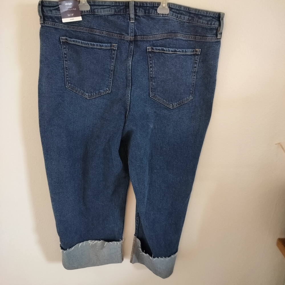Ava & Viv High Rise Cuffed Straight Jean Sz 24 Casual Chic Vintage 90's - Picture 2 of 12